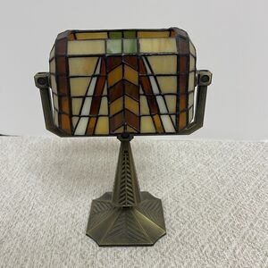 PartyLite Stained Glass Candle Holder - Brown, Cream, Green